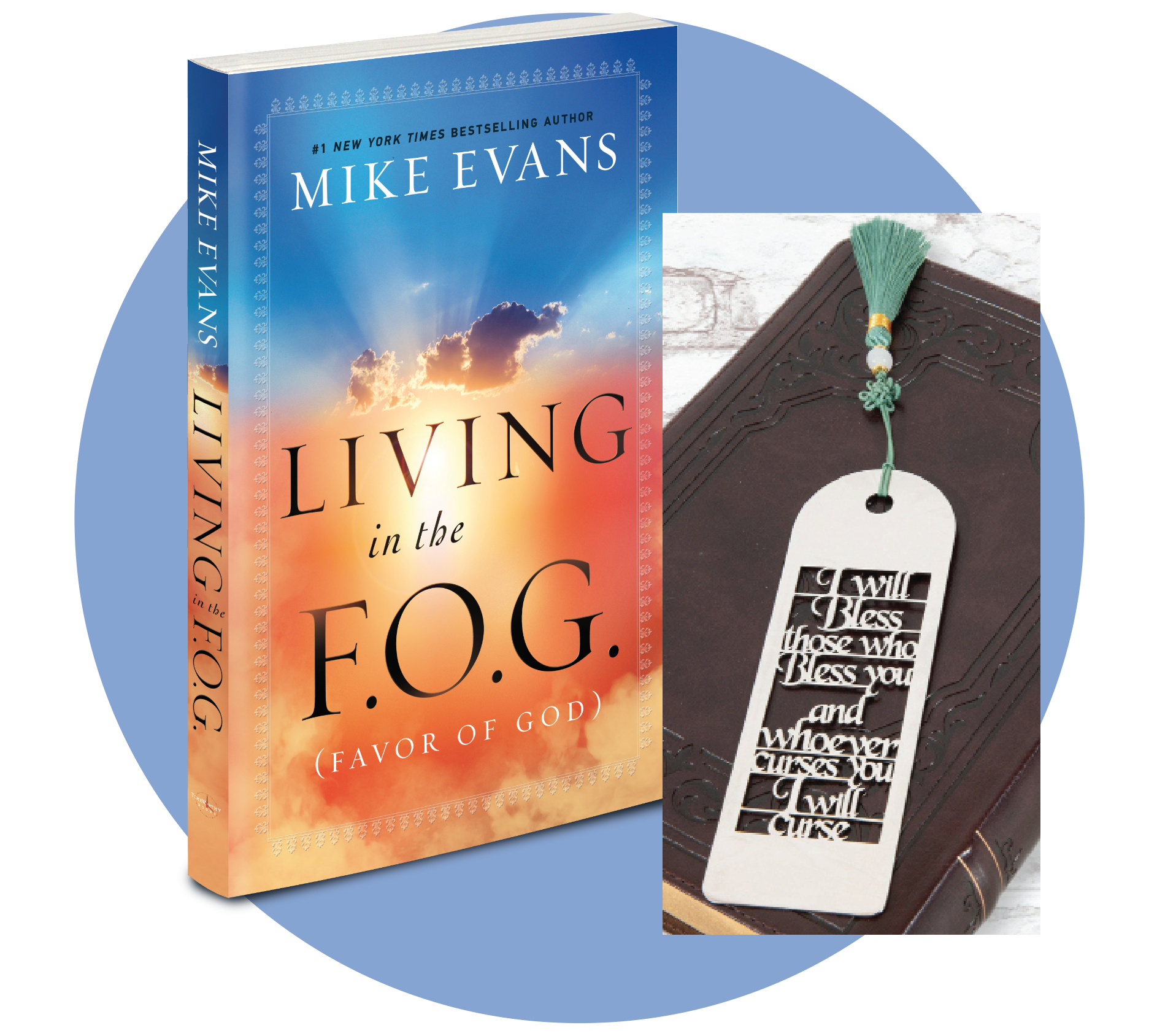 Paperback copy of Living in the F.O.G. and a Genesis 12:3 bookmark