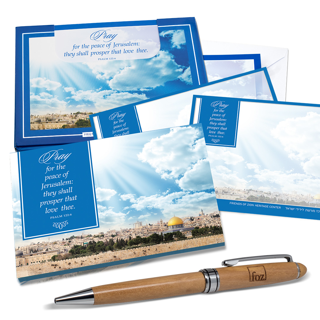 Friends of Zion Note Cards and Pad with Olivewood Pen