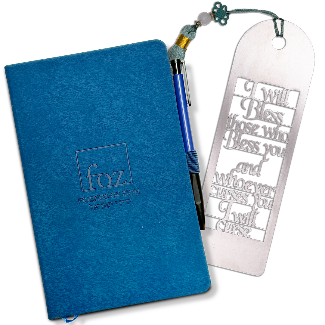 FOZ Journal and Pen Set and a metal Genesis 12:3 bookmark